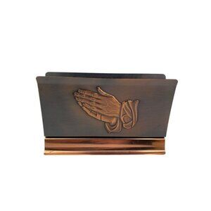 Vintage Christian Praying Hands Letter Mail Holder Napkin Coppercraft Religious